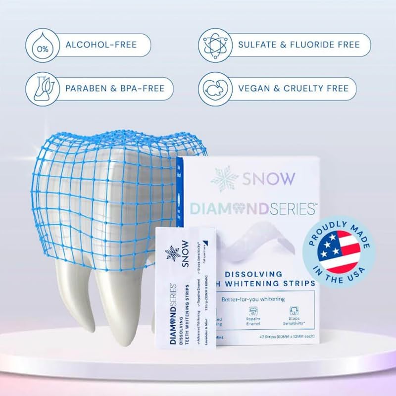 SNOW Diamond Dissolving Teeth Whitening Strips - Enamel Safe At-Home Whitening (42 Ct)