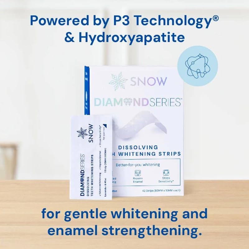 SNOW Diamond Dissolving Teeth Whitening Strips - Enamel Safe At-Home Whitening (42 Ct)