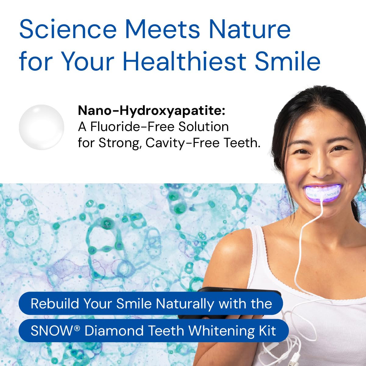 Snow Teeth Whitening Kit with LED Mouthpiece, Hydroxyapatite Serum, 3 Wands – Wireless Whitening Kit (6 Months)