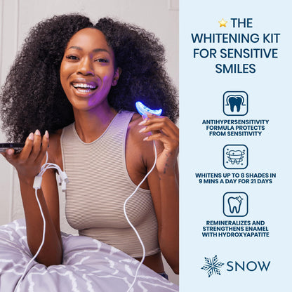 Snow Teeth Whitening Kit - LED Mouthpiece, Hydroxyapatite, 3 Wands