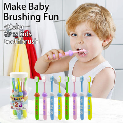 SNOWROSE 8 Pcs Kids Toothbrushes - Soft Bristles for 2–12 Years Old - Multicolor Baby Toothbrush Pack
