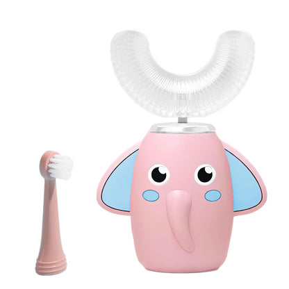 SNOWROSE Kids U-Shaped Electric Toothbrush | 2-12 Years | IPX7 Waterproof | 2 Brush Heads | 3 Modes | Pink
