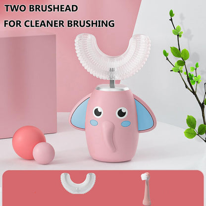 SNOWROSE Kids U-Shaped Electric Toothbrush | 2-12 Years | IPX7 Waterproof | 2 Brush Heads | 3 Modes | Pink
