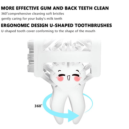 SNOWROSE Kids Electric Toothbrush – U-Shaped, 360° Cleaning, IPX7, 2 Heads, 3 Modes (Ages 2-12, Blue)