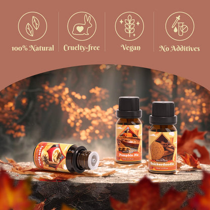 SNOWSEN Autumn Essential Oil Set – 6x10ml for Diffusers, Soaps & Candles