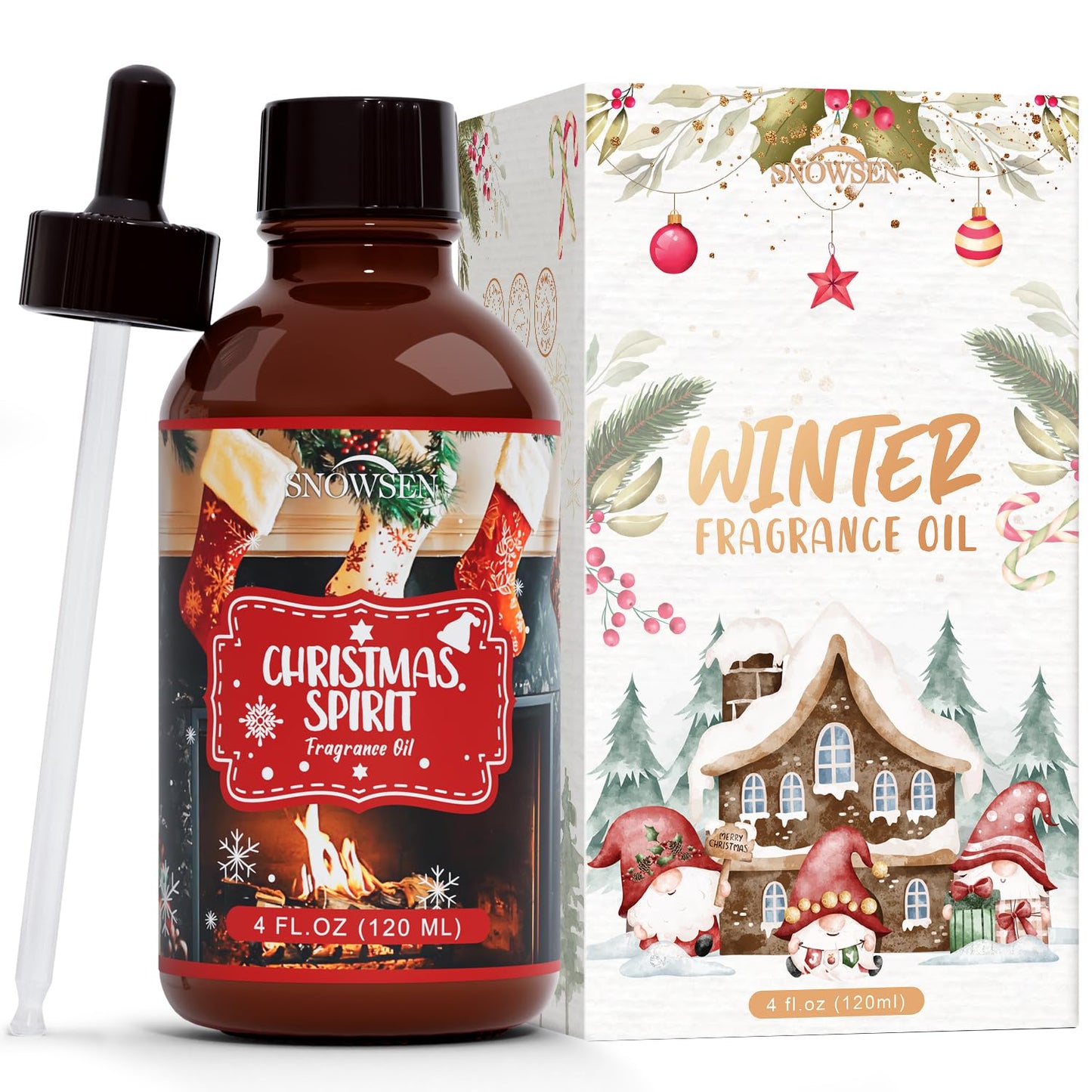 SNOWSEN Christmas Spirit Fragrance Oil - 4 oz | Premium Winter Essential Oil