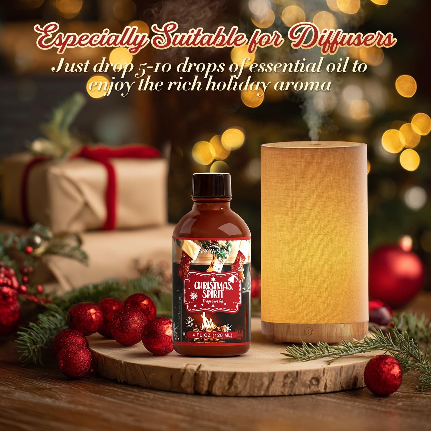 SNOWSEN Christmas Spirit Fragrance Oil - 4 oz | Premium Winter Essential Oil