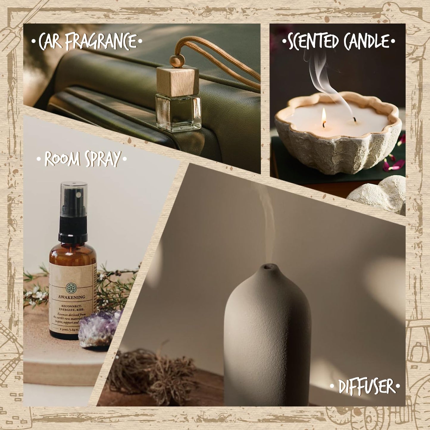SNOWSEN Farmhouse Diffuser Oil Set – Essential Oils for Diffusers, 6x10ml