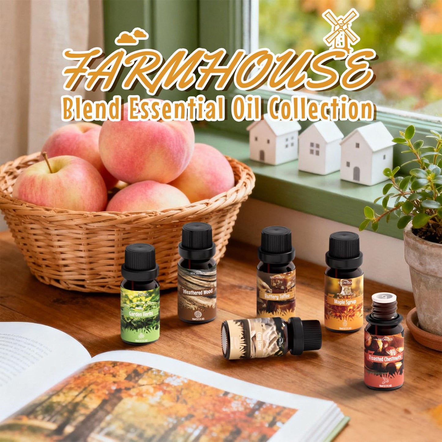 SNOWSEN Farmhouse Diffuser Oil Set – Essential Oils for Diffusers, 6x10ml