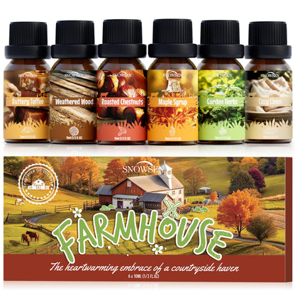SNOWSEN Farmhouse Diffuser Oil Set – Essential Oils for Diffusers, 6x10ml