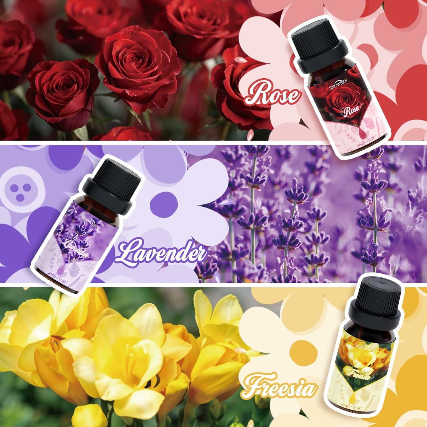 SNOWSEN Floral Essential Oil Set - Premium Oils for Diffusers