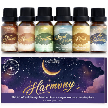 SNOWSEN Harmony Essential Oil Set – Breathe, Sweet Dream, Relax, Happy, Focus