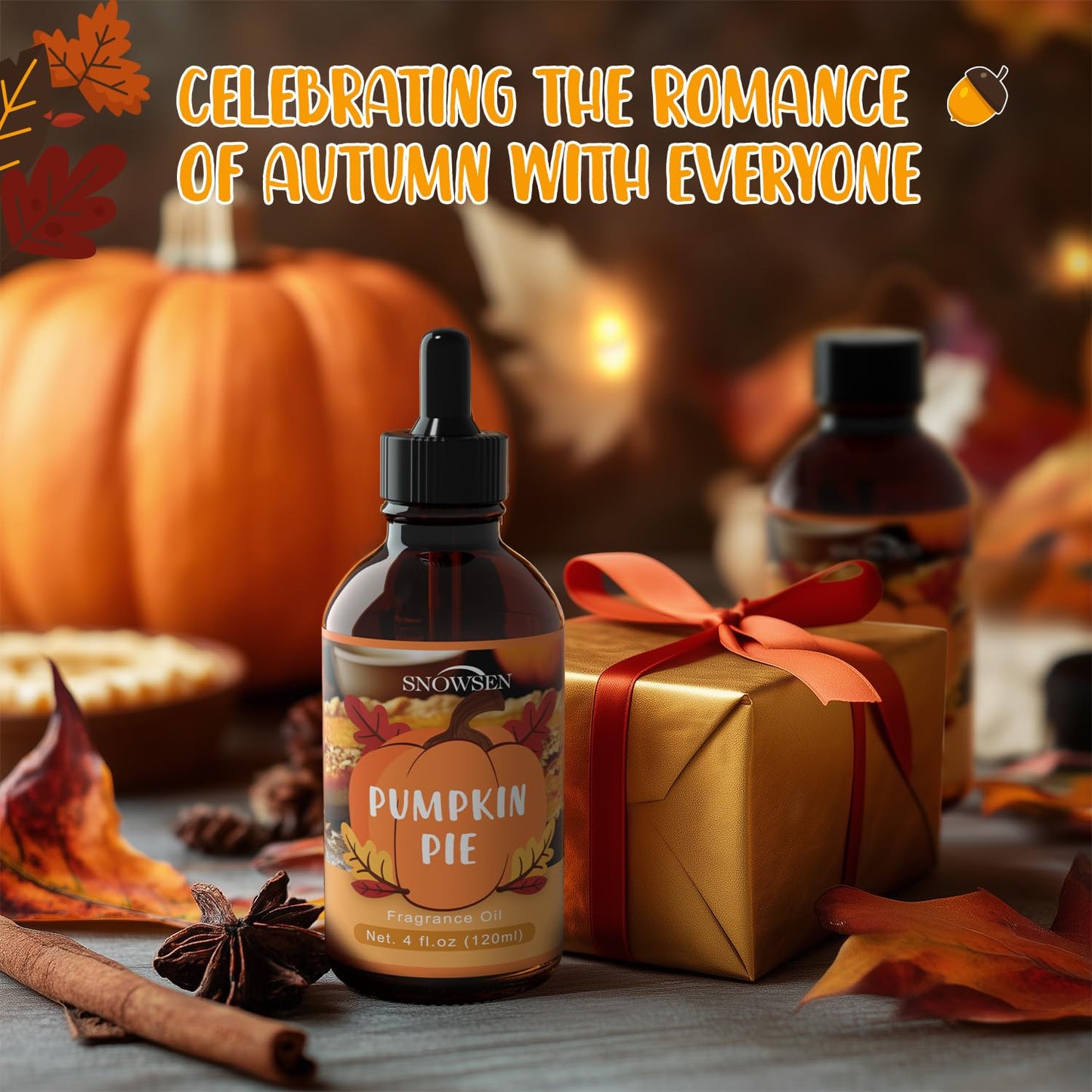 SNOWSEN Pumpkin Pie Fragrance Oil 120ml – Autumn Scent for Diffusers, Candles & Soaps, Premium Grade (4 FL OZ)