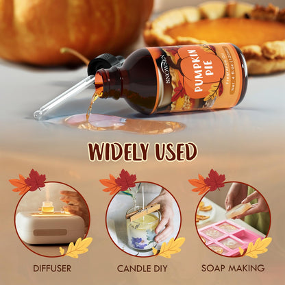 SNOWSEN Pumpkin Pie Fragrance Oil 120ml – Autumn Scent for Diffusers, Candles & Soaps, Premium Grade (4 FL OZ)