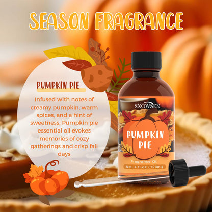 SNOWSEN Pumpkin Pie Fragrance Oil 120ml – Autumn Scent for Diffusers, Candles & Soaps, Premium Grade (4 FL OZ)