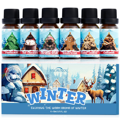 SNOWSEN Winter Essential Oil Set – 6x10ml Fragrance Oils for Diffuser & Candle Making