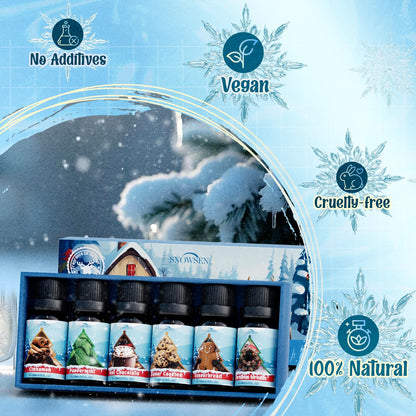 SNOWSEN Winter Essential Oil Set – 6x10ml Fragrance Oils for Diffuser & Candle Making