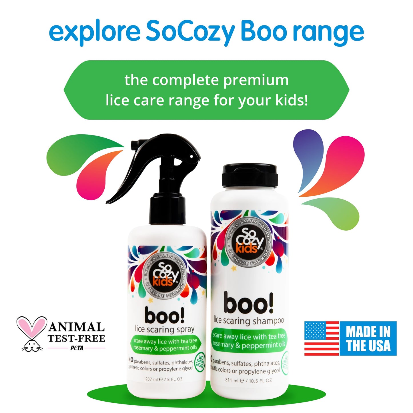 SO COZY Boo! Lice Shampoo for Kids – Tea Tree, Peppermint & Rosemary Oil Deterrent | 10.5 Fl Oz