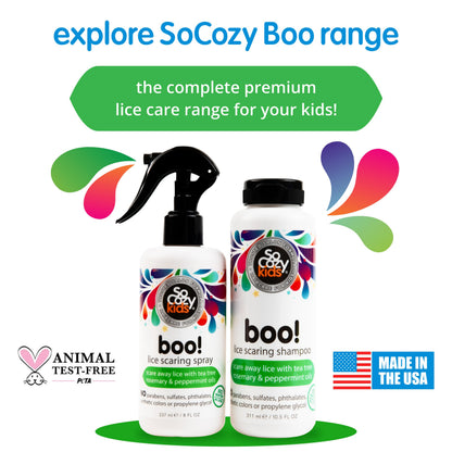 SO COZY Boo! Lice Shampoo for Kids – Tea Tree, Peppermint & Rosemary Oil Deterrent | 10.5 Fl Oz