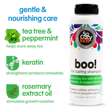 SO COZY Boo! Lice Shampoo for Kids – Tea Tree, Peppermint & Rosemary Oil Deterrent | 10.5 Fl Oz