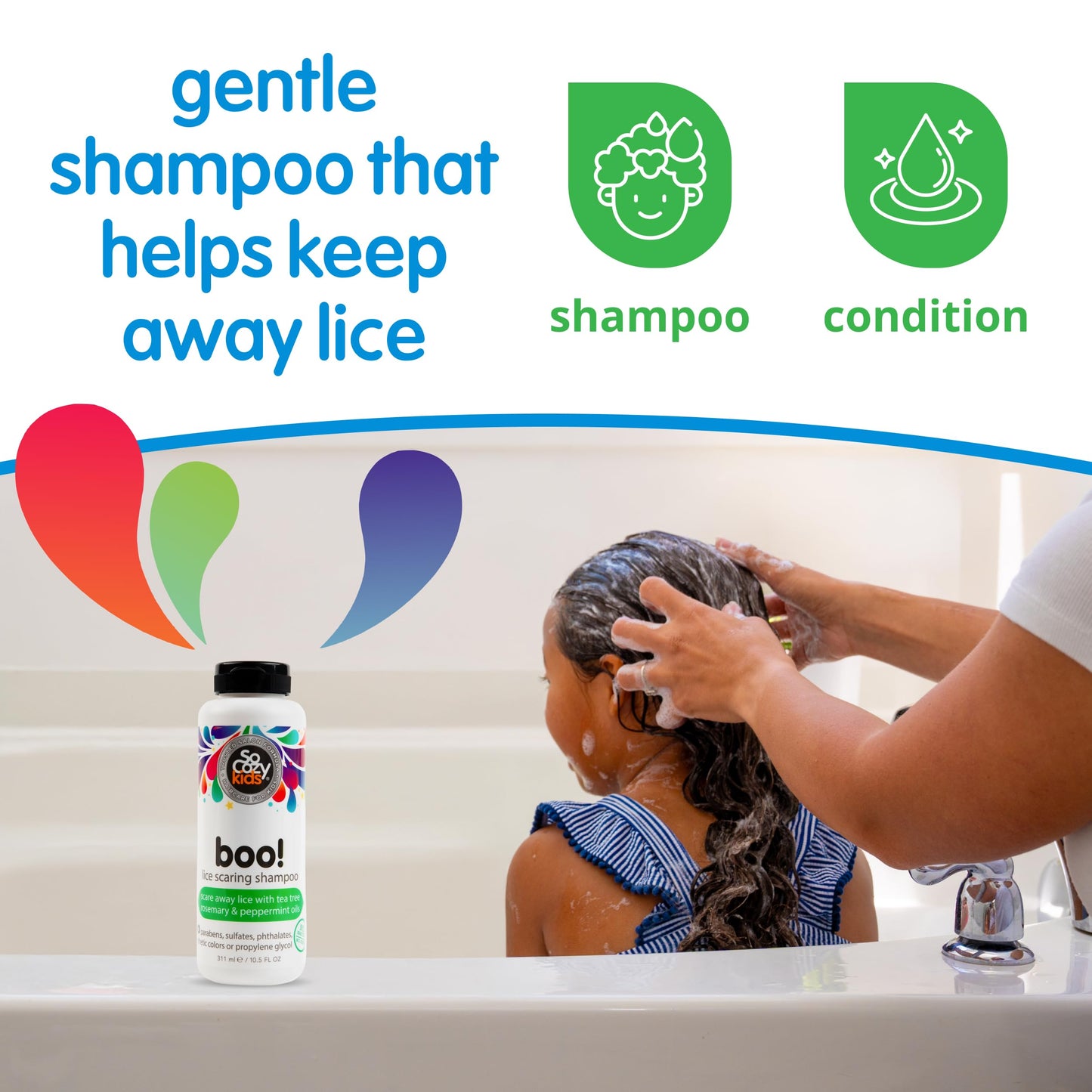 SO COZY Boo! Lice Shampoo for Kids – Tea Tree, Peppermint & Rosemary Oil Deterrent | 10.5 Fl Oz