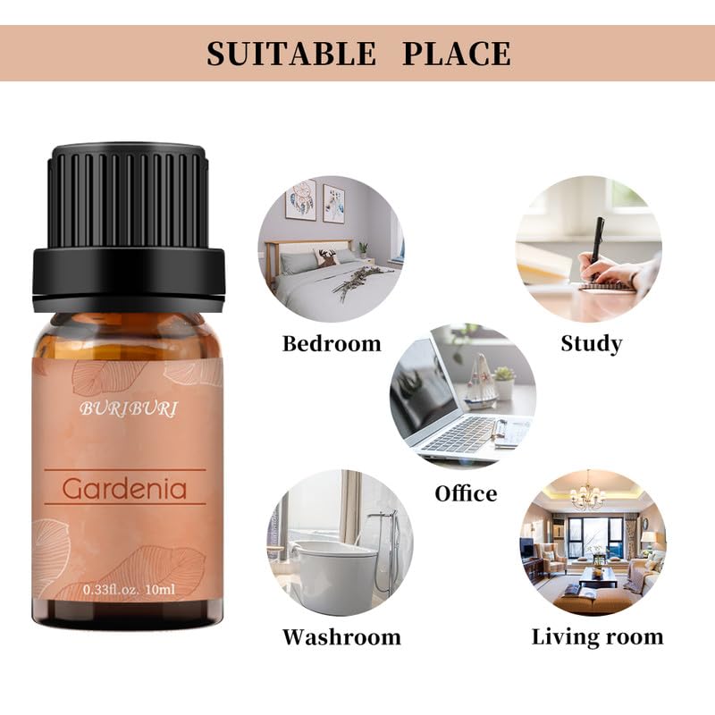 BURIBURI Jasmine & Gardenia Essential Oils Gift Set - 100% Pure, 10mlx2