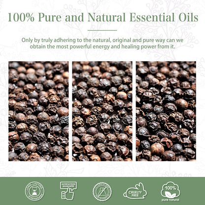 Black Pepper Essential Oil 100ml (3.38 fl oz) | PHATOIL Pure Aromatherapy Oil for Diffuser, Humidifier, DIY Soap, Candles, Bath Bombs