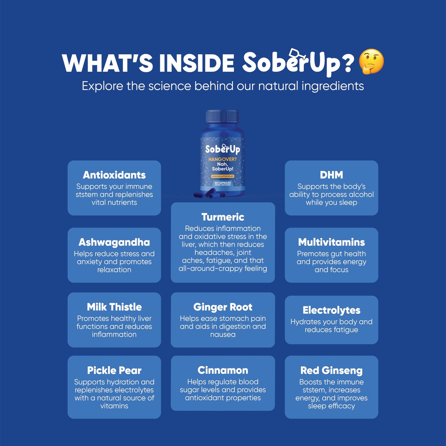 SoberUp Recovery Boost – Hydration, Electrolytes, Antioxidants | Vegan, 60 Count