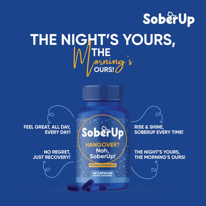 SoberUp Recovery Boost – Hydration, Electrolytes, Antioxidants | Vegan, 60 Count