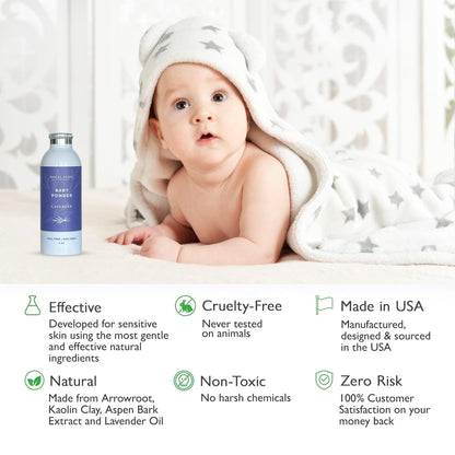 SoCal Suds & Company Natural Baby Powder Talc-Free with Lavender – Arrowroot & Kaolin, 4oz, 2-Pack