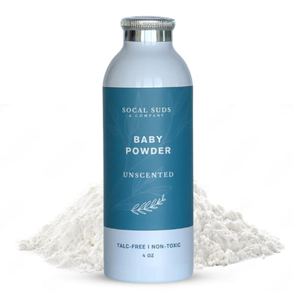 SoCal Suds & Company - Talc-Free Natural Baby Powder (4oz) Unscented with Arrowroot, Kaolin & Aspen Bark