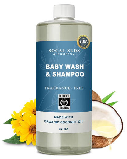 SoCal Suds & Company 2-in-1 Organic Foaming Baby Wash & Castile Shampoo Refill - Fragrance-Free, 32oz
