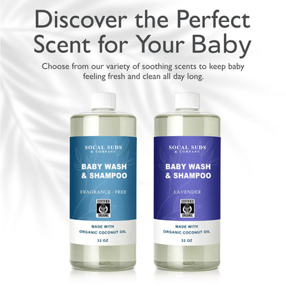 SoCal Suds & Company 2-in-1 Organic Foaming Baby Wash & Castile Shampoo Refill - Fragrance-Free, 32oz