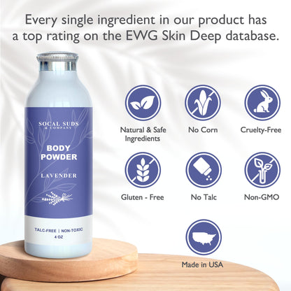 SoCal Suds & Company Lavender Talc-Free Body Powder — Arrowroot, Kaolin & Aspen Bark, 4oz, 1-Pack