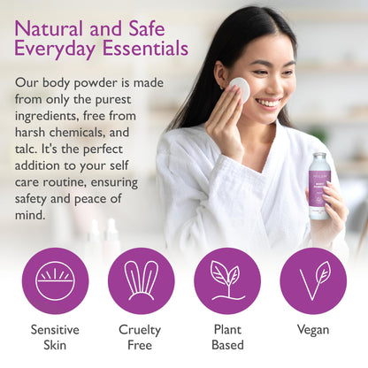 SoCal Suds & Company Rose Body Powder – Talc-Free with Arrowroot, Kaolin & Aspen Bark (4oz)