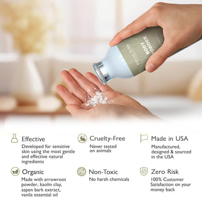 SoCal Suds & Company - Natural Body Powder Talc-Free with Arrowroot, Kaolin & Aspen Bark Extract - Vanilla 4oz
