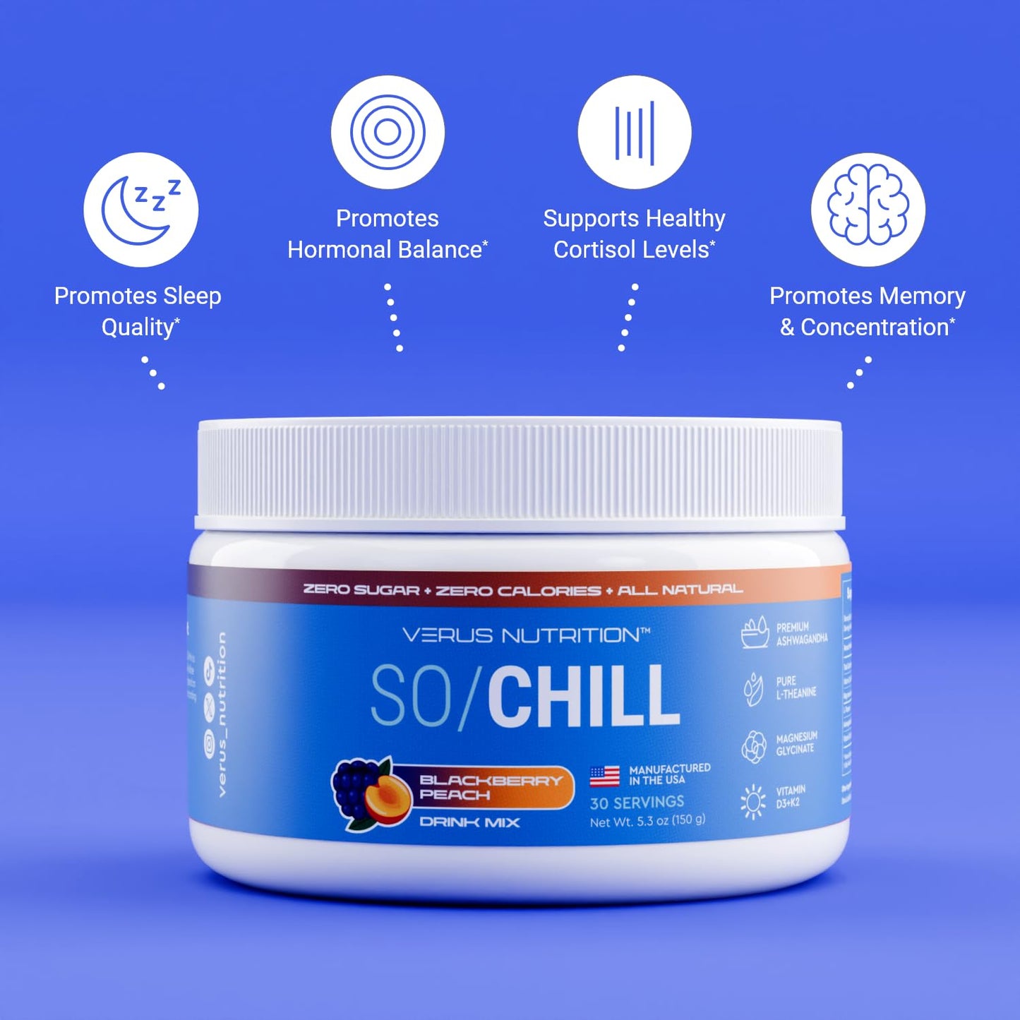 VERUS NUTRITION SoChill Powdered Drink Mix – Tropical Drift (Blackberry Peach) | No Sugar | Relaxation & Mood Support
