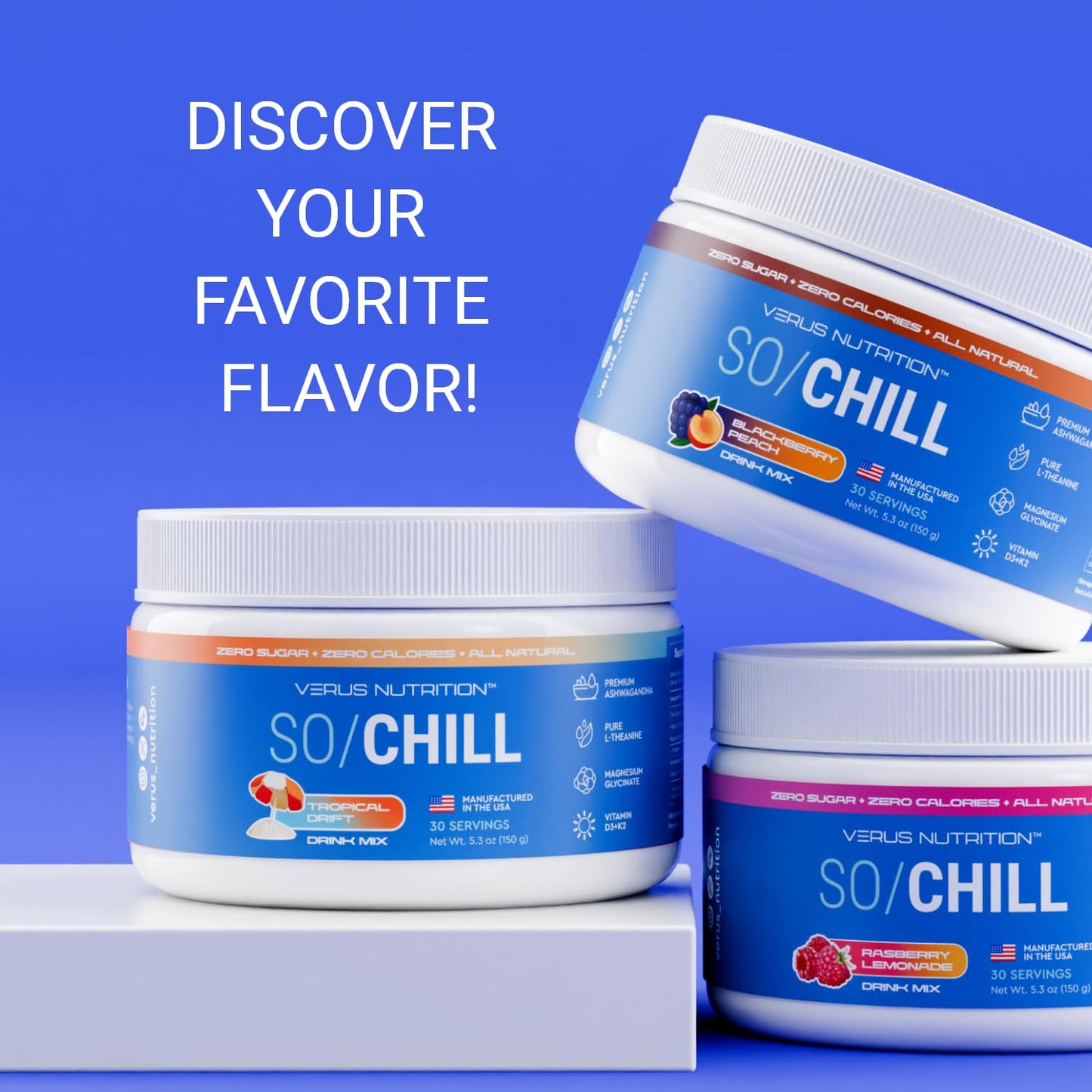 VERUS NUTRITION SoChill Powdered Drink Mix – Tropical Drift (Blackberry Peach) | No Sugar | Relaxation & Mood Support