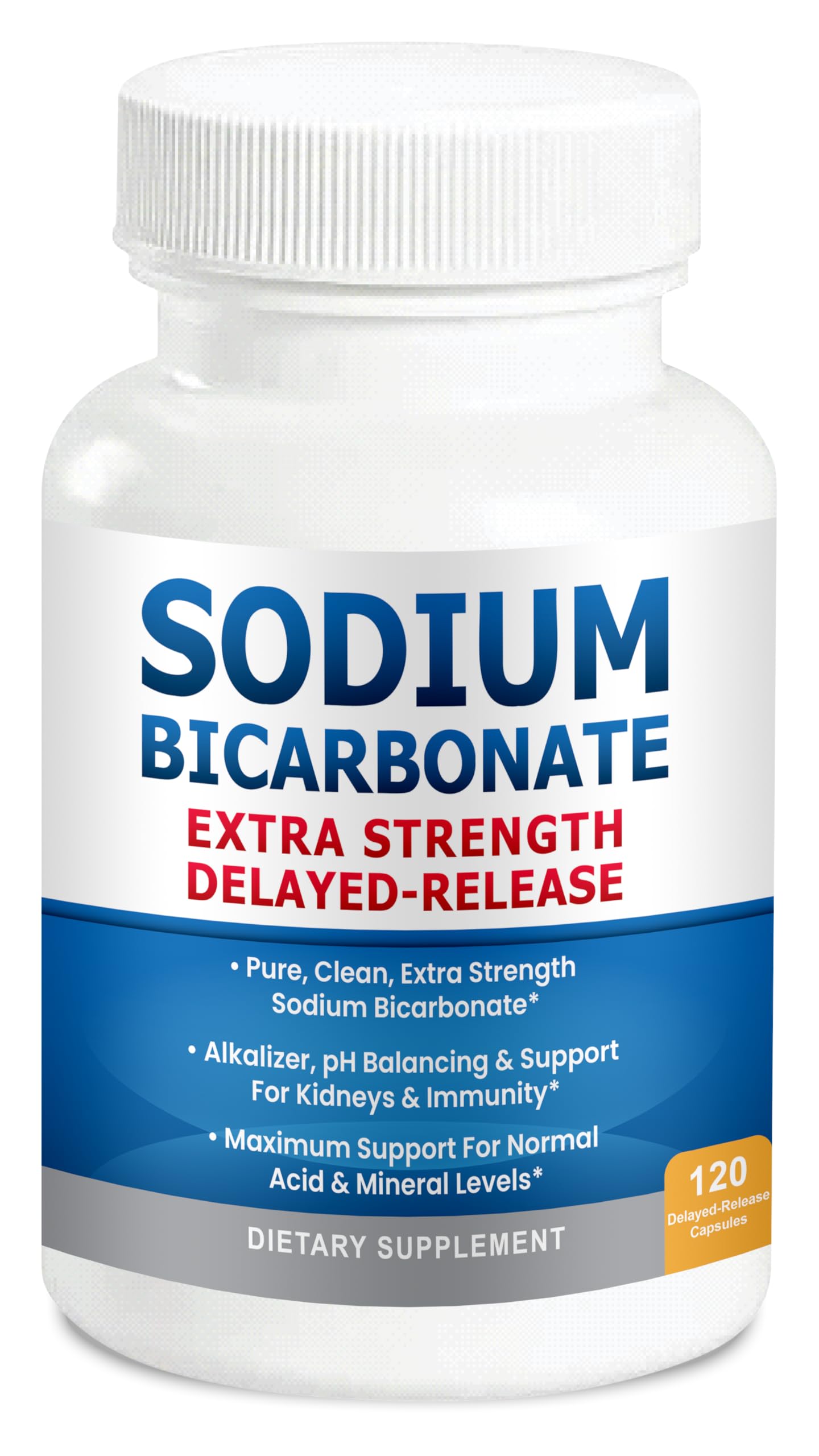 Sodium Bicarbonate Capsules 1300mg Extra Strength | Organic Use, Aluminum-Free, Delayed-Release