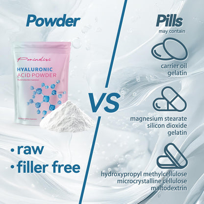 Pure Hyaluronic Acid Powder for Skin & Face | Organic, Low & High Molecular Weight, Sodium Hyaluronate, Food Grade