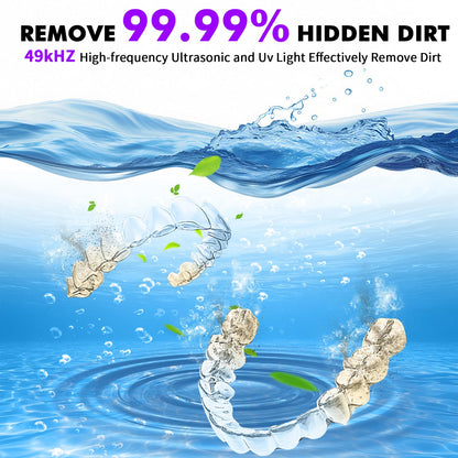 Soffiya 49kHz Dental Ultrasonic Retainer Cleaner – 350ml UV Cleaning for Dentures, Mouth Guards, Aligners & Braces