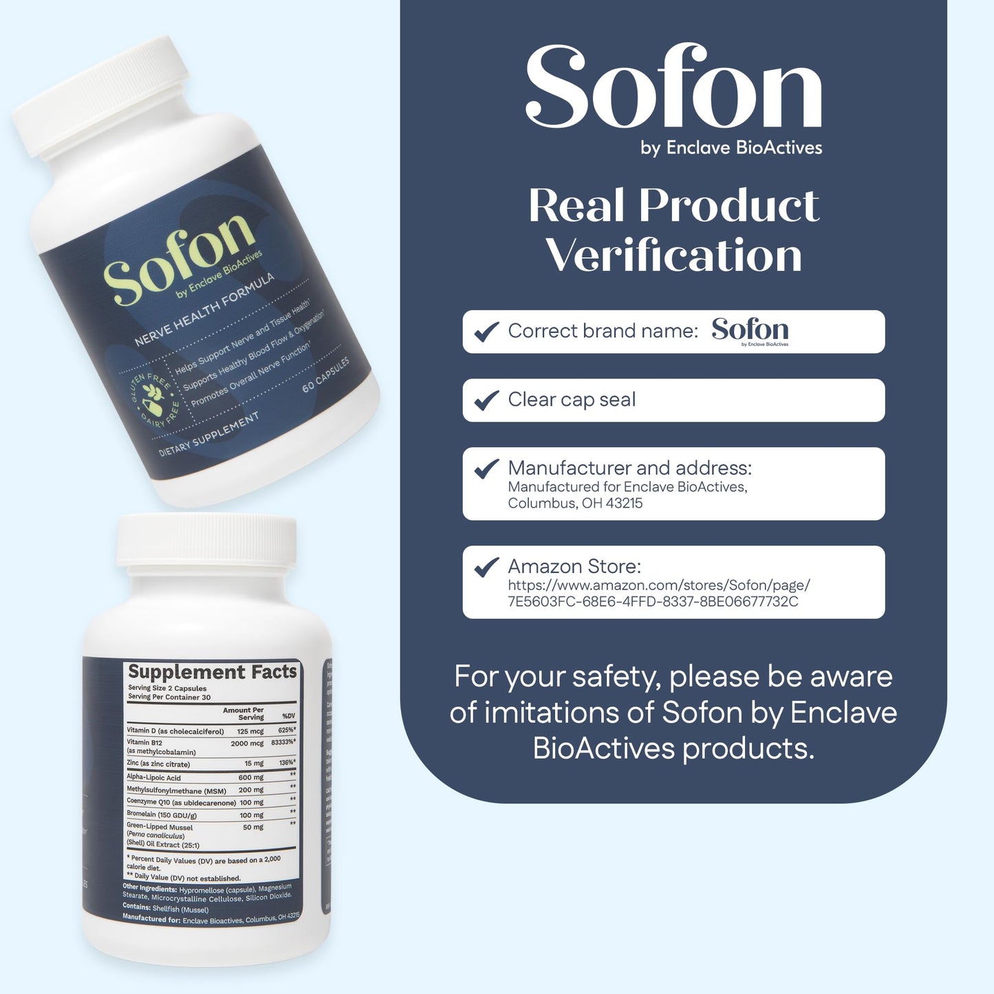 Sofon Nerve Support 4 Pack – Neuropathy Supplement (60 Caps) for Healthy Feet