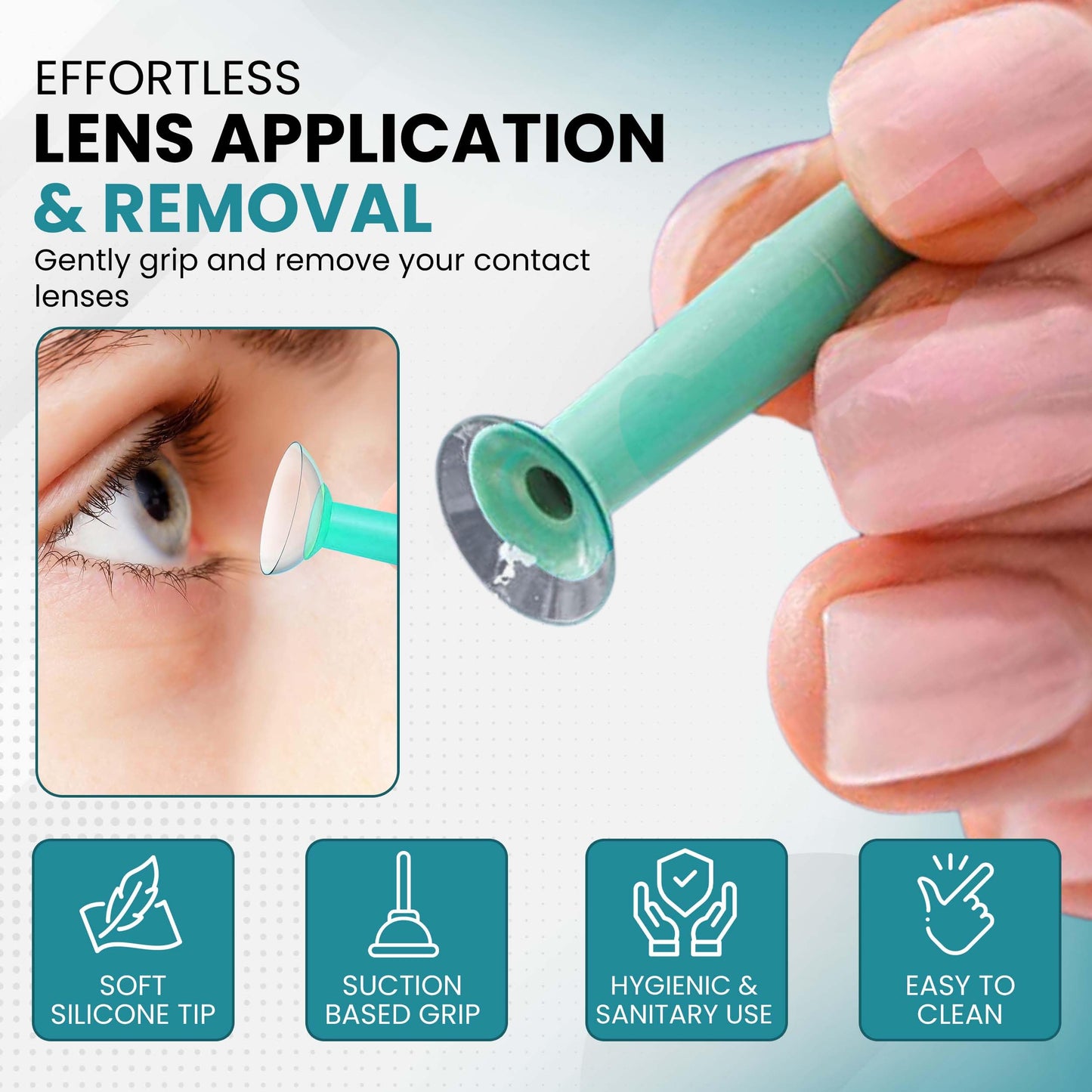 Soft Contact Lens Green Inserter Remover – 1pc for Monthly & Daily Lenses | Suction Holder – Sports World Vision