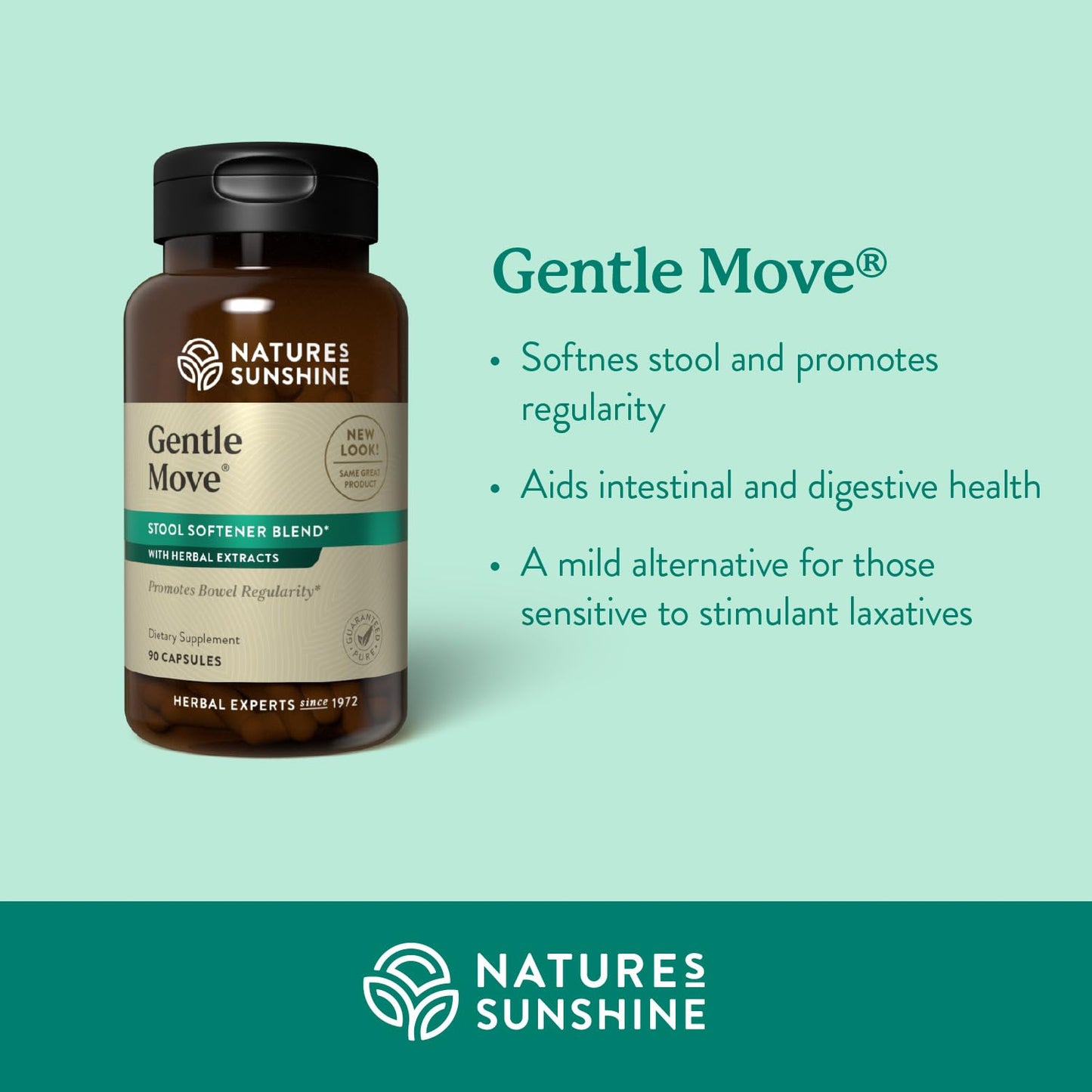 Nature's Sunshine Gentle Move - Daily Digestive Support & Natural Constipation Relief, 90 Capsules