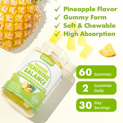 softbear Premium Feminine Balance Gummies for Women | Pineapple pH Balance, Vaginal Care, Immune Support | Vegan & Gluten-Free | 120 Count