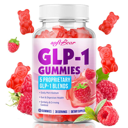 SoftBear GLP-1 Probiotic Gummies – Vegan, Sugar-Free, Gluten-Free (60 Count) | Berberine & Akkermansia for Gut & Immune Support