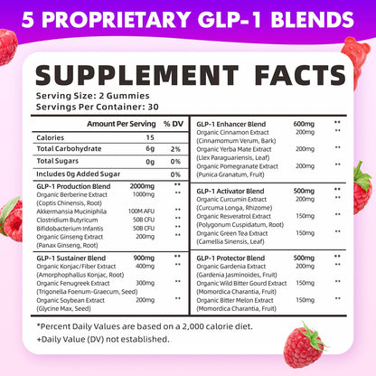 SoftBear GLP-1 Probiotic Gummies – Vegan, Sugar-Free, Gluten-Free (60 Count) | Berberine & Akkermansia for Gut & Immune Support