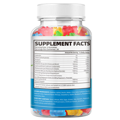 softbear Potassium Magnesium Gummies for Adults | Sugar-Free Vegan 60 Gummies