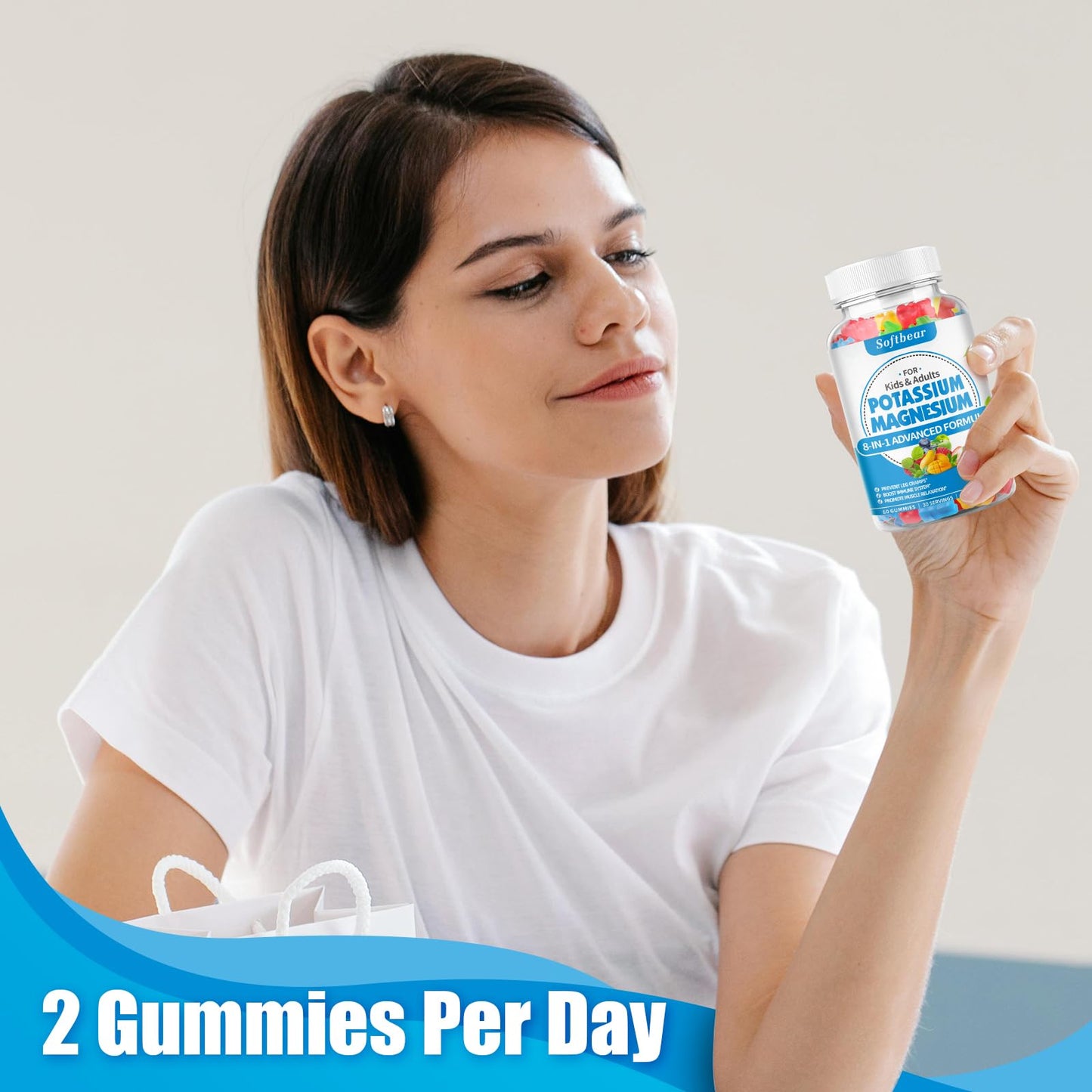 softbear Potassium Magnesium Gummies for Adults | Sugar-Free Vegan 60 Gummies