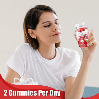 softbear Potassium Gummies for Adults – High-Absorption Magnesium & Potassium, Vitamin D3 & B6, Sugar-Free Strawberry 120 Gummies